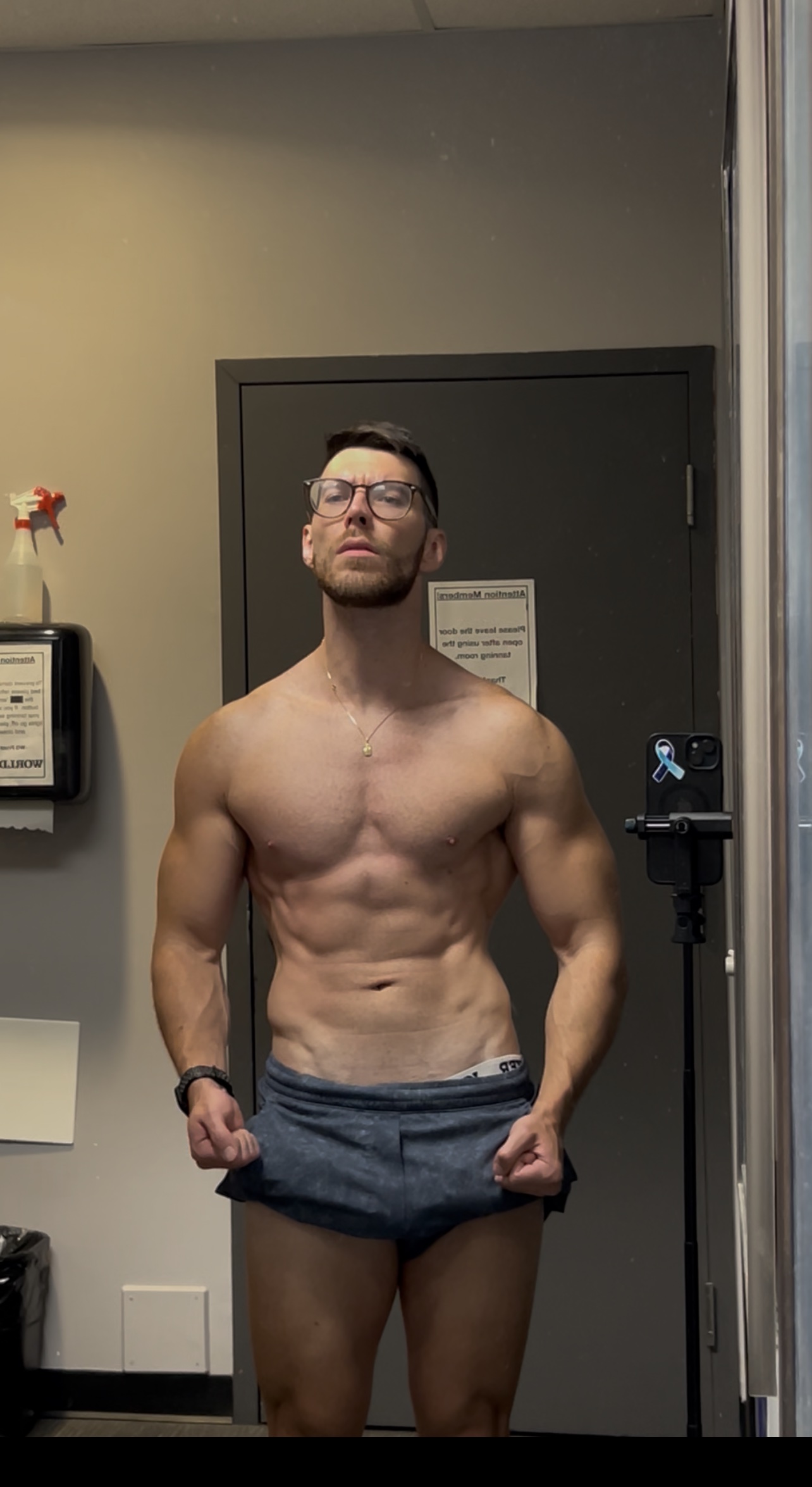 Coach displaying his current natural bodybuilding physique